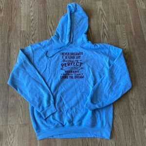 Married to a Perfect Awesome Husband Hoodie Light Blue Medium